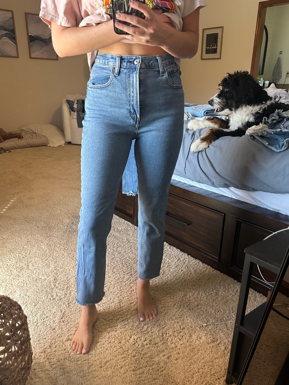 Abercrombie & Fitch Light Blue Ankle Straight High-rise Jeans